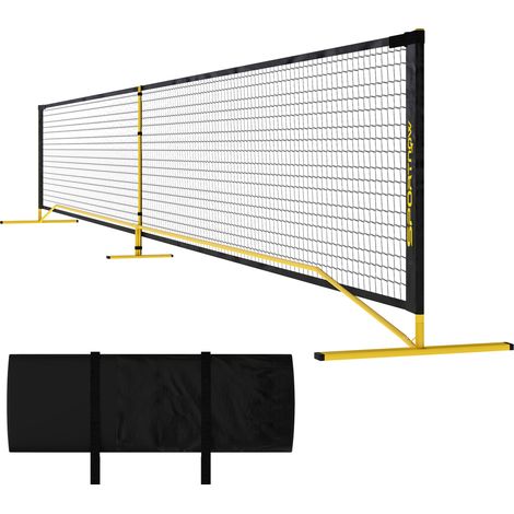 Beyamis Filet de pickleball 6,7 m portable avec sac de transport en métal cadre jaune (1/5)