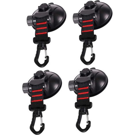 Lot de 4 Crochets à Ventouse Robustes Noirs Corde Accessoires de Fixation pour Tente de Camping Crochet Puissant sans Trace pour Usage Extérieur Suspendre Polyvalente