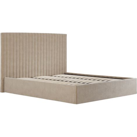 Berlin Tall Ottoman Super King Size Bed Frame (Pack of 2) - Velvet - L213 x W198 x H124 cm - Beige - Flat Pack