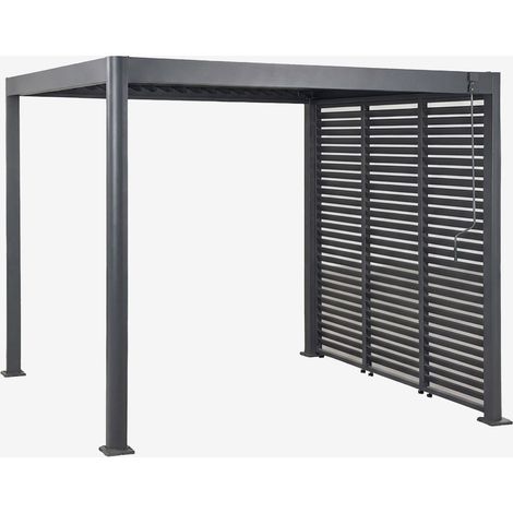 Pergola bioclimatique en aluminium avec lames et panneau latéral Druvia SKLUM Gris Graphite (1/5)