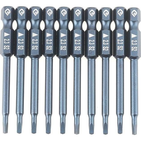 Lot 10 embouts tournevis triangulaires – 1/4″ H6.3x65mmx2.3 – magnétique – S2 acier allié (1/5)