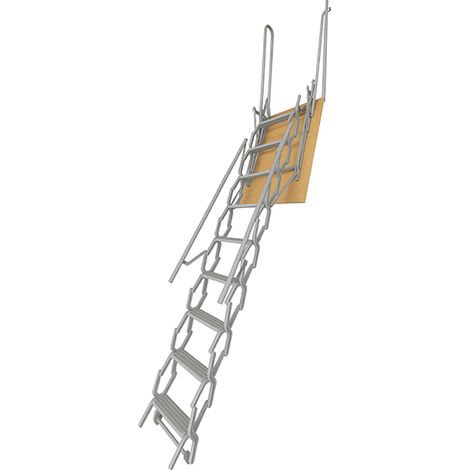 Echelle de meunier accordéon pour mezzanine grise - 2 main courantes - PALCO/A/G/2M