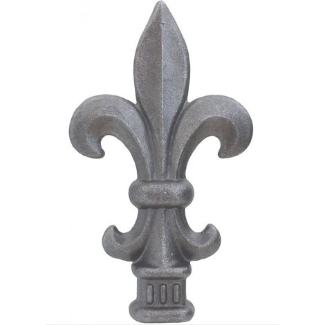 Pointe de lance lys et pontet - Hauteur 120mm Largeur 67mm base carré Largeur 24mm - Fer forgé - À souder - DECO FER FORGE