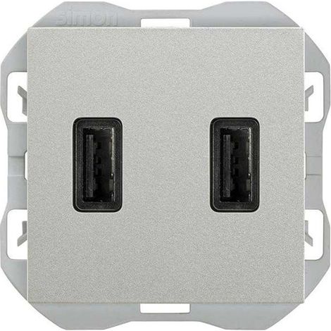 SIMON 270  Cargador USB doble A + A 2,1A aluminio 20000096-093