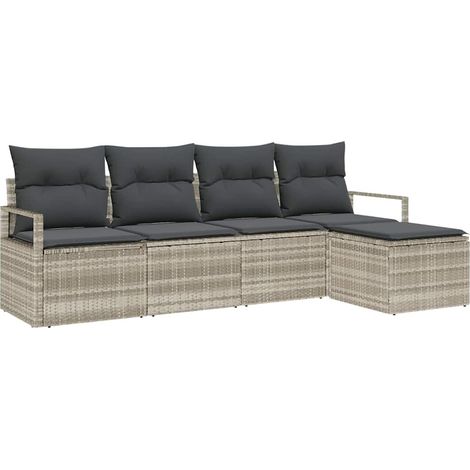 Maison Exclusive - Set di divani con cuscino 5 pcs Grigio chiaro polyrattan