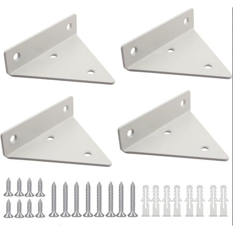 Support À Tablettes Flottantes - Support Triangulaire En Métal - Pour Étagère Murale Sans Vis Visible - Blanc - 4 Pièces (1/5)