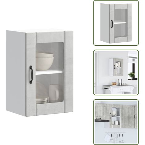 The Living Store Küchen-Hängeschrank mit Glastür Lucca Betongrau - Küchenmöbel (1/5)