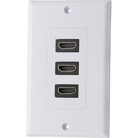 3 Port HDMI 2.0 Plaque murale Composant HDMI Composant Composite Audio Prise de montage murale, Support 4K 60Hz 1080P Parfait pour projecteur et cinéma maison blanc (3 HDMI)-LIAIKI (1/5)