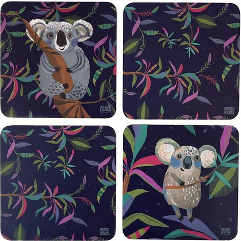 Boite de 4 sous verres Koala (1/2)