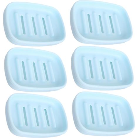 Ensemble de 6 porte-savons bleu clair avec couvercle antidérapant pour savon de douche (1/5)