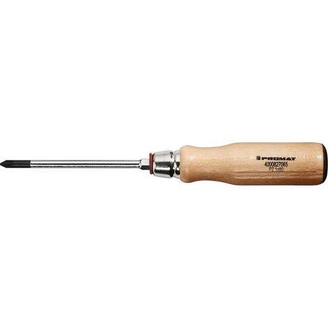 Tournevis taille PZD 1 longueur des lames 80 mm manche en bois lame ronde avec embout 6 pans PROMAT (1/3)