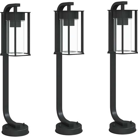 Maison Exclusive - Lampadaires d'extérieur 3 pcs noir 60 cm acier inoxydable (1/5)
