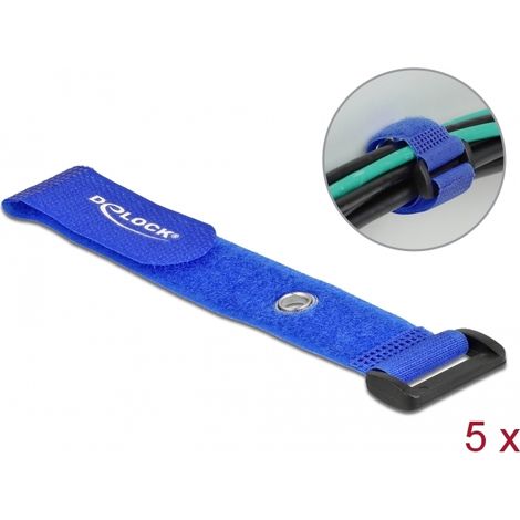 Delock Brida de cable con lazo y ojal de sujeción LA 190 x AN 25 mm azul 5 piezas