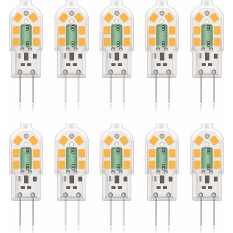 G4 2W LED Ampoule, 20W Ampoules Halogènes équivalentes, Blanc Chaud 3000K,200Lm,12x SMD,12V AC/DC - Pack de 10 [Classe énergétique A+] (1/5)