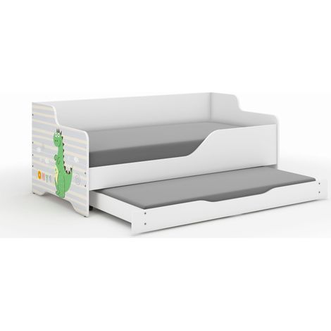 Lettino per bambini Lilu 160x80 a tema dinosauri con funzione letto (1/2)