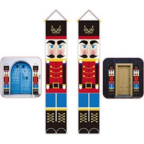 Casse-Noisette Bannières de Noël Noyer Soldat Porte Rideau Cintre Couplet Noël Porte Avant Drapeau pour Noël Décoration Porte Intérieur Extérieur Décor Fournitures