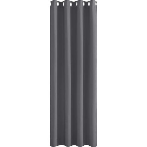 Rideau Occultant - Rideau Thermique Isolant Anti Froid Rideaux à Oeillets Décoration Chambre Fenetre, Bloquer Lumineux & Prêt à Poser, L 132 x H 160 cm, Gris, 1 Panneau (1/5)