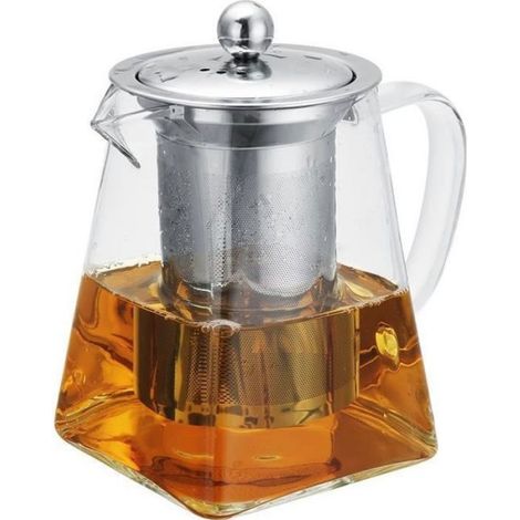Théière en verre borosilicaté 750 ml – résistante haute chaleur, filtre inox et couvercle (1/4)