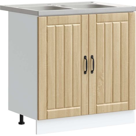 Maison Exclusive - Mobiletto per lavabo con porta Lucca 2 pcs Rovere Sonoma
