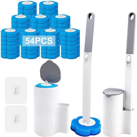 Brosse WC Jetable Recharge, Nettoyeur Toilette Murale avec Support (1/5)