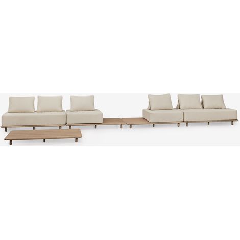 Ensemble de jardin avec canapé modulaire 4 pièces, table d'appoint et table basse 160x95 cm en acacia Portet SKLUM (1/5)