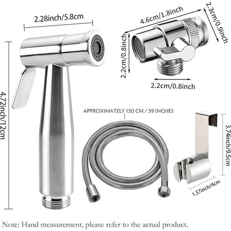 Douchette Toilette Kit, Pulvérisateur de toilette pour bidet Douchette WC Kit avec crochet de réservoir d'eau et tuyau (1/4)