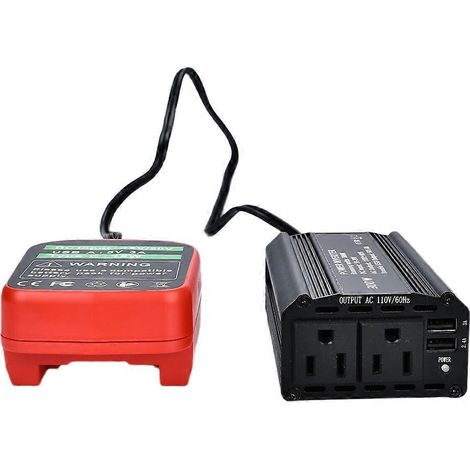 300-W-18-V-auf-110-V-Stromwandler für Milwaukee-Akkus, Gleichstrom-Ladegerät mit 2 AC-Steckdosen und 2 USB-Anschlüssen für das Auto (1/5)