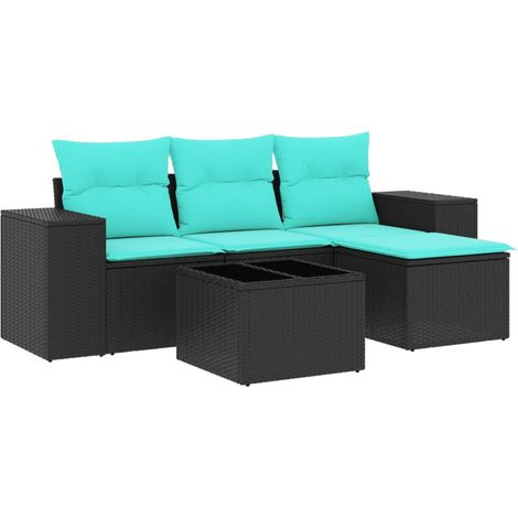 Maison Exclusive - 5-teiliges Gartensofa-Set mit Kissen, schwarze (1/5)
