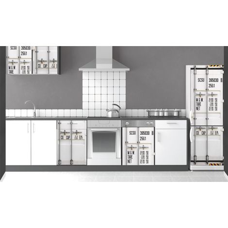 Sticker mural trompe l'oeil porte de conteneur, déco intérieure superbe, 59,5 cm x 180 cm, pour réfrigérateur. (1/2)
