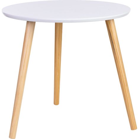 Mesa auxiliar de madera 3 patas blanca 50x50x46h cm