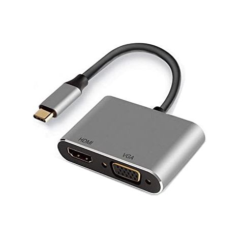 Ewent EW9700 - Adattattore da USB-C a Doppio Display HDMi e VGA, 15cm (1/4)