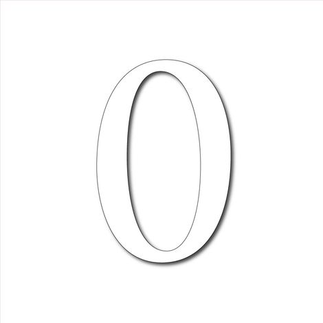 Numéro de Maison Plexigglas Noir ou Blanc.- Chiffre 0 - Hauteur 7 cm