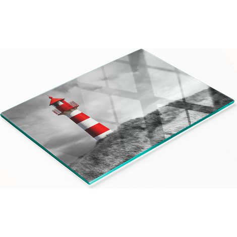 Tabla de cortar decorativa de cristal para cocina con forma de faro, 80x52 cm (1/5)