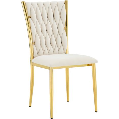 GagaChaise de salle à manger beige en velours, pieds métal doré (1/5)