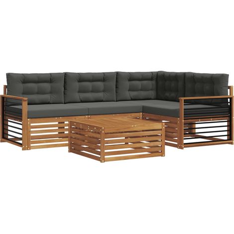Outdoor-Sofagarnitur mit Kissen 5 pcs Natur und Anthrazit vidaXL