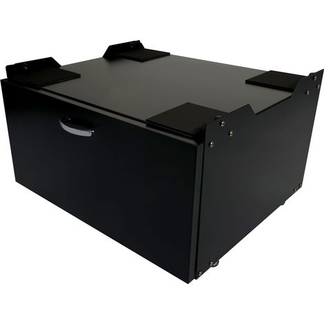 Mobile basso per lavatrice con cassetto 33 x 61 x 52 cm MDF e acciaio nero 040007835