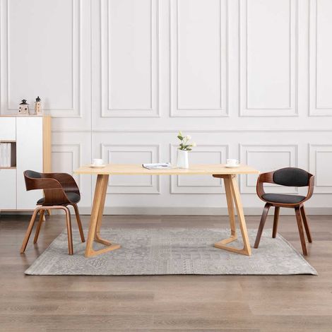 Lot de 2 Chaises Chaises de salle à manger Chaise de cuisine Bois courbé et tissu gris 28286 (1/5)