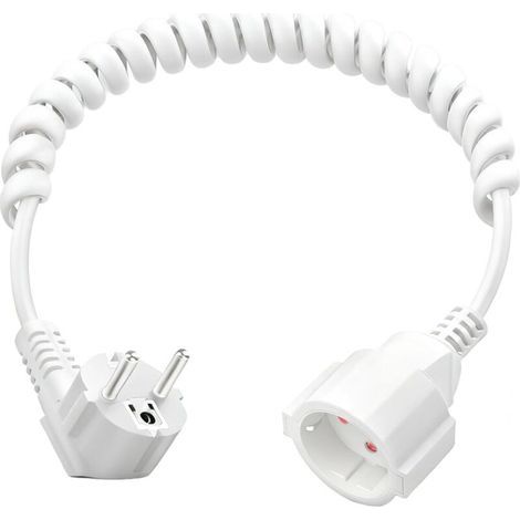Câble de Rallonge Schuko 3 x 1,0 mm², Câble Spiralé à Contact de Protection Extensible de 0,6m à 2 m Max,câble d'extension IP20 pour la Maison,Le Bureau (1/5)