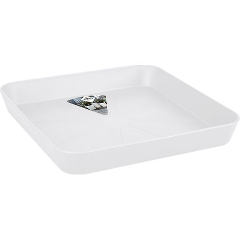 Elho Loft Urban Soucoupe Carrée 22 - Blanc - L 23 x B 22.5 x H 3 cm - extérieuraccessoires - 100% recyclé (1/2)