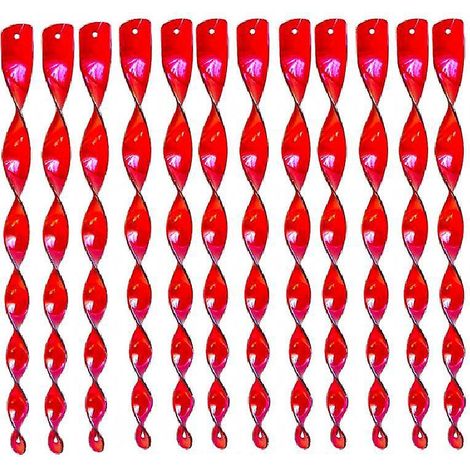 12 Pices Rouge Effaroucheur D'oiseau Rflchissant, Spirale De Vent Rflchissante, Rpulsif D'oiseau Rflchissant, Oiseau En Spirale De Vent, Rpulsif A (1/5)