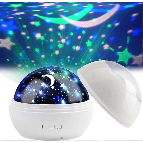 Veilleuse pour enfants avec projection d'étoiles et d'océan, rotation à 360°, 8 modes de couleur, blanche (1/5)