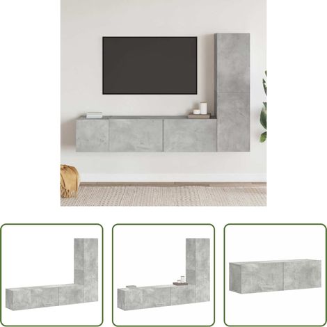 TV-Schrank Set -  3-tlg. TV-Schrank-Set Betongrau Holzwerkstoff (1/5)