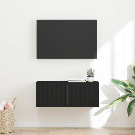 Meuble TV mural-Banc TV-Meuble Télé suspendu Noir 60 x 31 x 29.5 cm Bois d'ingénierie 500656 (1/5)