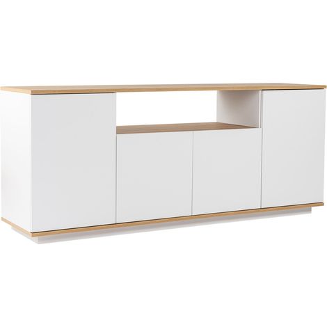 Buffet en bois "Arista" - 180 x 44.5 x 75 cm - Blanc / Chêne Cadiz (1/4)