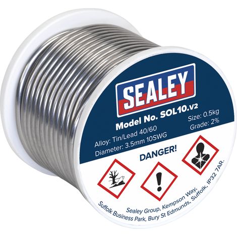 Sealey SOL10 Quick Flow Solder Wire 3.25mm/10SWG 0.5kg Reel