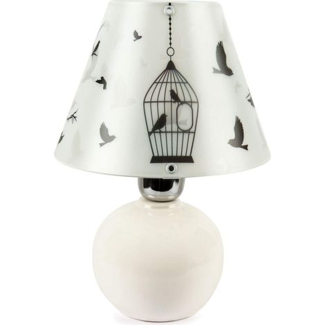 Lampe de Bureau Kus Kafesi - pour Bureau, Table de Chevet - Multicolore en Céramique, Polypropylène, Plastique, 18,5 X 18,5 X 26cm, 1 X E27, 60W (1/2)