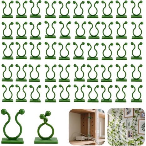 Clips de fixation pour plantes grimpantes lot de 100 - pinces en U adhésives, vertes (1/5)