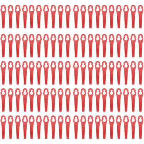 100 Pièces Lames de Rechange en Plastique pour Taille-Bordures de Jardin, Longueur 80mm, Diamètre de Trou 11x7mm, Rouge (1/5)