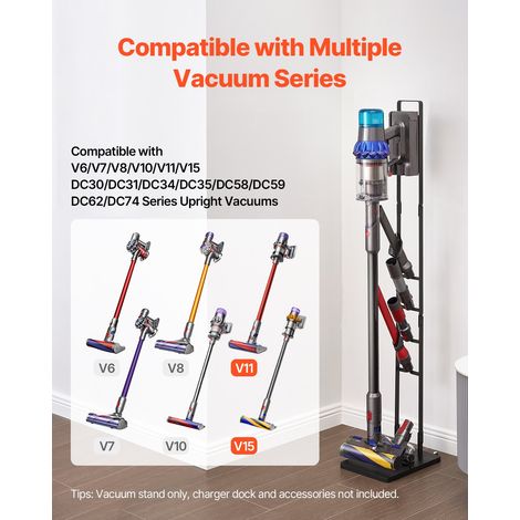Support d'aspirateur, pour Dyson V6 V7 V8 V10 V11 V15, porte-aspirateur stable avec roulettes pour aspirateurs verticaux sans fil Dyson DC30 DC31 DC34 DC35 DC58 DC59 DC62 D74 et accessoires (1/5)