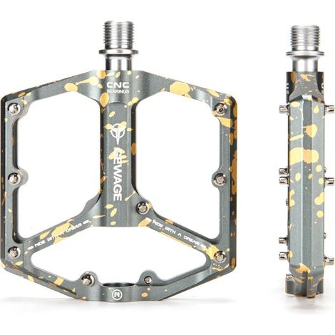 Pédales de vélo plates en aluminium Gewage, 3 roulements étanches, grises (1/5)